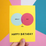 Smelly and Old Venn Diagram Birthday Card