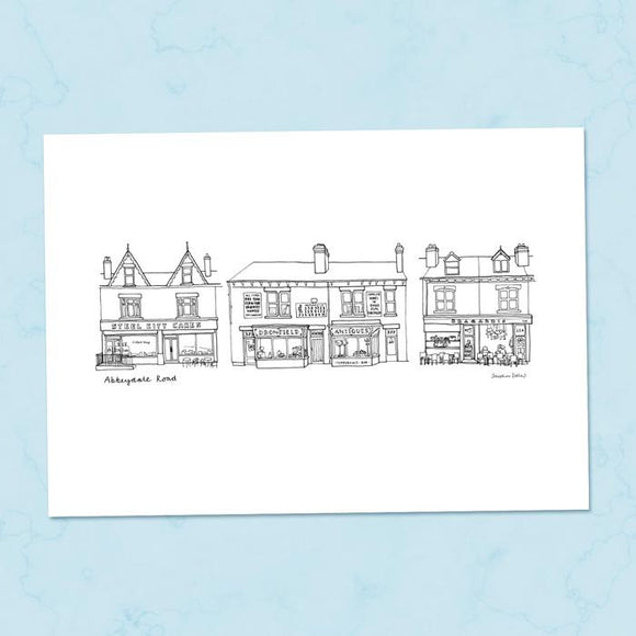 Abbeydale Road Sheffield A4 Illustration Print