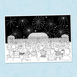 Botanical Gardens Fireworks Sheffield A4 Illustration Print