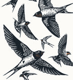 Swallows A3 linocut poster-print